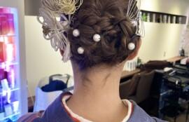 中野coma 成人式 着付けとヘアアップ担当 emi 編み込みアップスタイル