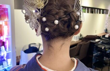 中野coma 成人式 着付けとヘアアップ担当 emi 編み込みアップスタイル